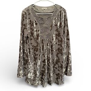 Y2K/Fairy Inspired Indigo Soul Long Sleeve Silver Velvet Burnout Tunic Medium